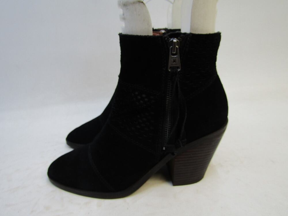 Lucky Brand Womens Size 8 M Black Suede Perforated Ankle Fashion Boots Bootie